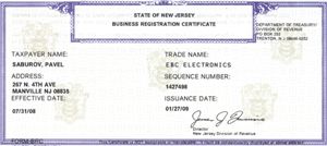 Reg sertificate